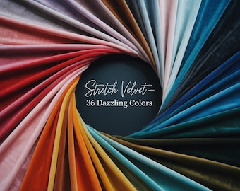 Stretch Velvet Fabric by the Yard – Premium 4-Way Plush Velour, Soft Spandex Velvet for Costumes, Dresses, Bows, Decor, Crafts