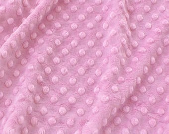 Light Pink Minky Dot Fleece Fabric by the Yard, Dimple Dot Minkee Fabric, Dysty Pink Plush Fabric for Blankets, Pillow Covers, Baby Blanket