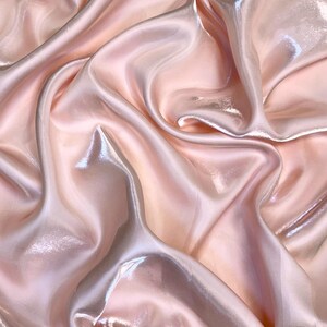 Blush Liquid Satin Fabric by Yard, Crystal Reflective Ultra Glossy Shimmer Blush Silky Satin Fabric for Bridal Gowns, Couture, Dress