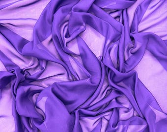 Purple Chiffon Fabric By The Yard, Purple Silky Chiffon Fabric, High Quality Purple Sheer Chiffon for Drapes, Dress, Table Runner Arch Decor