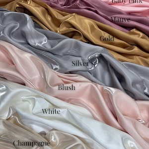 Liquid Satin Fabric by the Yard, Crystal Reflective Satin Fabric, Ultra Glossy Shimmer Bridal Satin Fabric for Bridal Gowns, Couture, Dress