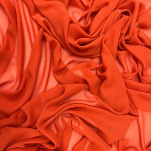 Burnt Orange Chiffon Fabric By The Yard, Burnt Orange Silky Chiffon, Light Weight Sheer Chiffon Fabric for Drapes, Bridal Dress Table Runner