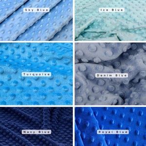 Minky Dot Fleece Fabric by the Yard, Dimple Dot Minkee Fabric, Super Soft Plush Fabric for Blankets, Pillow Covers, Soft Toys, Baby Blanket Sky Blue