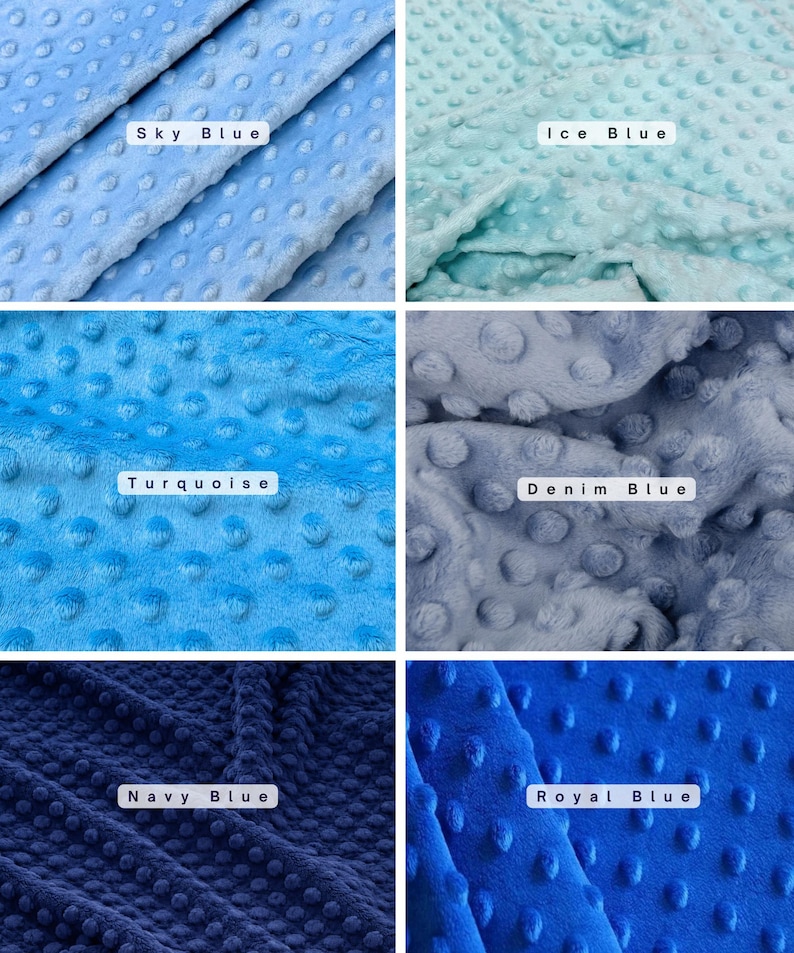 Minky Dot Fleece Fabric by the Yard, Dimple Dot Minkee Fabric, Super Soft Plush Fabric for Blankets, Pillow Covers, Soft Toys, Baby Blanket Sky Blue