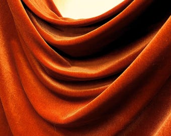 Burnt Orange Stretch Velvet Fabric by the Yard – Soft 4-Way Spandex Velour, Luxury Velvet for Gowns, Headwraps, Dresses, Decor, DIY