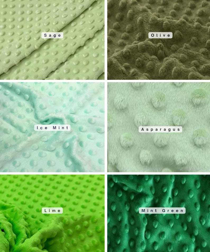Minky Dot Fleece Fabric by the Yard, Dimple Dot Minkee Fabric, Super Soft Plush Fabric for Blankets, Pillow Covers, Soft Toys, Baby Blanket Sage