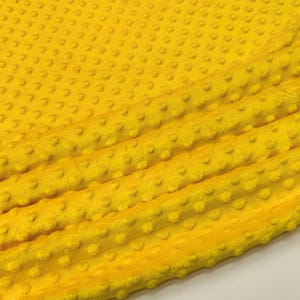 Yellow Minky Dot Fleece Fabric by the Yard, Yellow Dimple Dot Minkee Fabric, Yellow Plush Fabric for Blankets, Pillow Covers, Baby Blanket