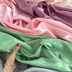 Liquid Bridal Satin Fabric by the Yard - Reflective Satin Fabric - Ultra Glossy Iridescent Silky Satin Fabric for Bridal Gowns Couture Dress