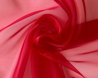 Red Crystal Organza Fabric by the Yard – Sheer Sparkle Red Fabric for Dresses, Party Decor, Backdrops & Crafts (60" Wide)