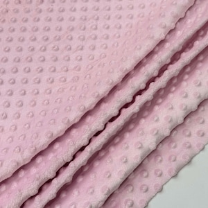 Blush Pink Minky Dot Fleece Fabric by the Yard, Dimple Dot Minkee Fabric, Light Pink Plush Fabric for Blankets, Pillow Covers, Baby Blanket