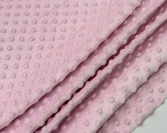 Blush Pink Minky Dot Fleece Fabric by the Yard, Dimple Dot Minkee Fabric, Light Pink Plush Fabric for Blankets, Pillow Covers, Baby Blanket