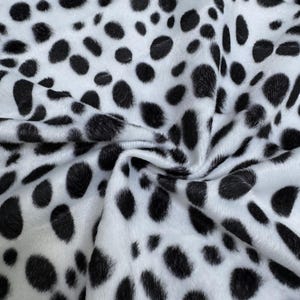 Dalmatian Velboa Faux Fur Animal Print Fabric by the Yard, Dalmatian Print Fur Fabric for Upholstery, Pillow Covers Costumes Toys Home Decor