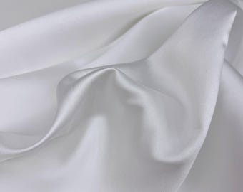 White Mikado Satin Fabric, Satin Twill Fabric 60", Premium Quality White Bridal Satin Matte Structure, Mikado Twill Fabric by the Yard,
