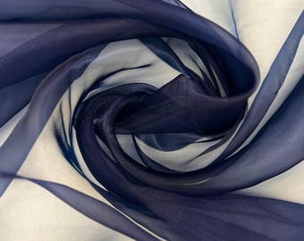 Navy Blue Crystal Organza Fabric by the Yard – Dark Blue Sheer Sparkle Fabric for Gowns, Party Decor, Backdrops & Crafts (60" Wide)