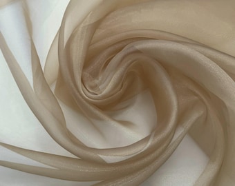 Light Gold Organza Fabric by the Yard – Champagne Sheer Sparkle Fabric for Wedding Gowns, Veils & Backdrop Decor (60" Wide)