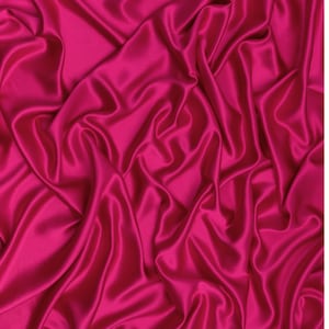 Fuchsia Silky Stretch Satin Fabric by the Yard, Hot Pink Stretch Charmeuse Fabric for Wedding Gowns Bridesmaid Dress Fuchsia Satin Charmeuse