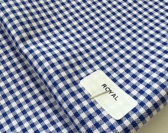 Royal Blue Gingham Checked Fabric by Yard 1/8” inch Poly Cotton Blue Checkered Fabric for Tablecloth Dress Shirts Curtains Pillow Cases