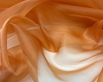 Orange Sheer Organza Fabric by the Yard – Lightweight Crystal Finish Fabric for Dresses, Wedding Décor, Draping & Crafts