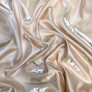 Champagne Liquid Bridal Satin Fabric by the Yard - Ultra Glossy Iridescent Champagne Silky Satin Fabric for Bridal Gowns, Couture, Dress