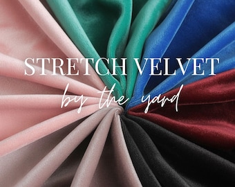Stretchy Velvet Fabric by the Yard – Soft 4-Way Luxury Velour in Multiple Colors | Stretch Velvet for Gowns, Bows, Costumes, Apparel