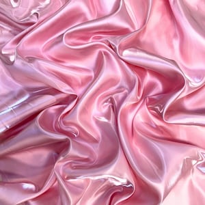 Baby Pink Liquid Bridal Satin Fabric by the Yard - Ultra Glossy Iridescent Baby Pink Silky Satin Fabric for Bridal Gowns, Couture, Dress