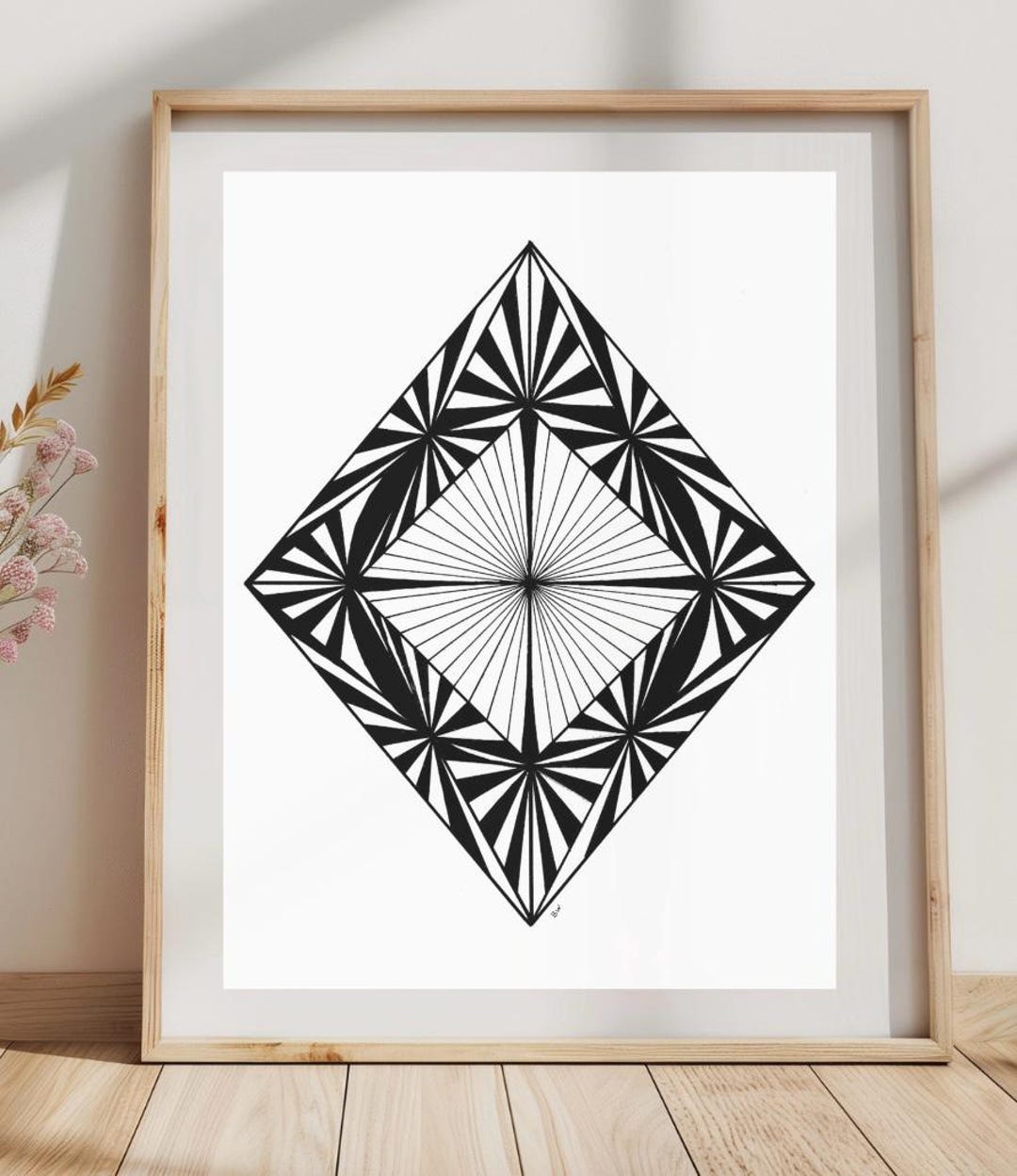 Sacred Geometry Art Print Poster Wall Design Black and White Art Hand ...