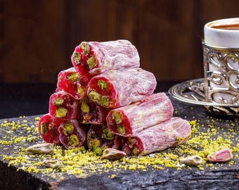 Delicias turcas de granada y pistacho: Lokum gourmet hecho a mano