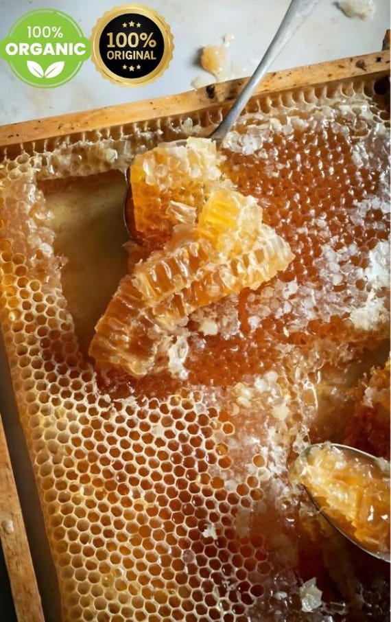 Raw Wildflower Honeycomb: Taurus Mountain Unfiltered Honey, Natural Raw - No Added Sugar