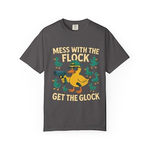 Funny Duck Unisex Garment-Dyed T-shirt, Quirky Animal Tee, Humorous Duck Graphic Shirt, Novelty Bird Top, Cute Waterfowl Apparel