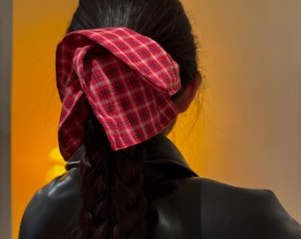 Summer pastoral plaid Square Scrunchie, Elegant hair tie