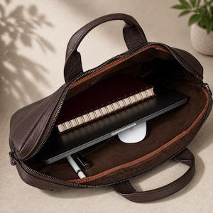 Volnerf lederen MacBook Pro 16-tas, 14-inch MacBook Air-hoes, gepersonaliseerde laptophoes met handvat, technische opbergtas, dunne aktetas