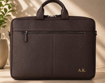 3rd Anniversary Leather Gift for Him, Personalized Briefcase, Leather Laptop Bag 14 16 inch, Graduation Gift for Men, Full Grain Bag