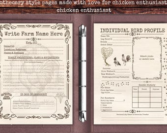 Heritage Chicken Flock Management Planner | 25 Page Apothecary Farm Log (Digital Download)
