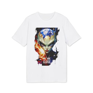 Alien Space Unisex T-shirt, Extraterrestrial Tee, UFO Lover Gift, Sci-fi Graphic Top, Text We Close Shirt