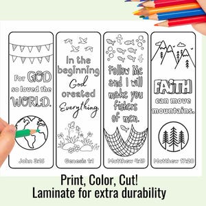 Segnalibri da colorare con versetti della Bibbia: Scritture cristiane, attività per la scuola domenicale (download digitale)