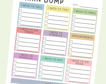 Utskrivbar Brain Dump Planner: Att-göra-lista-organisatör (PDF-nedladdning)