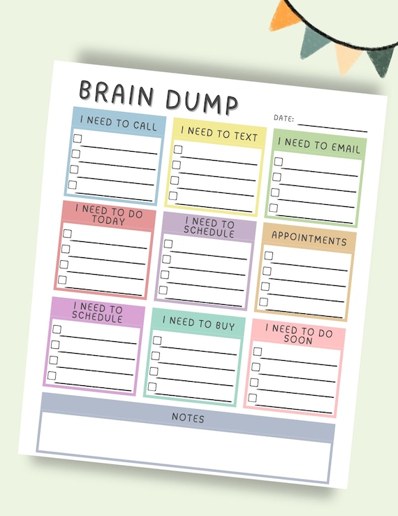 Brain Dump Planner Printable: To-Do List Organizer (PDF Download)