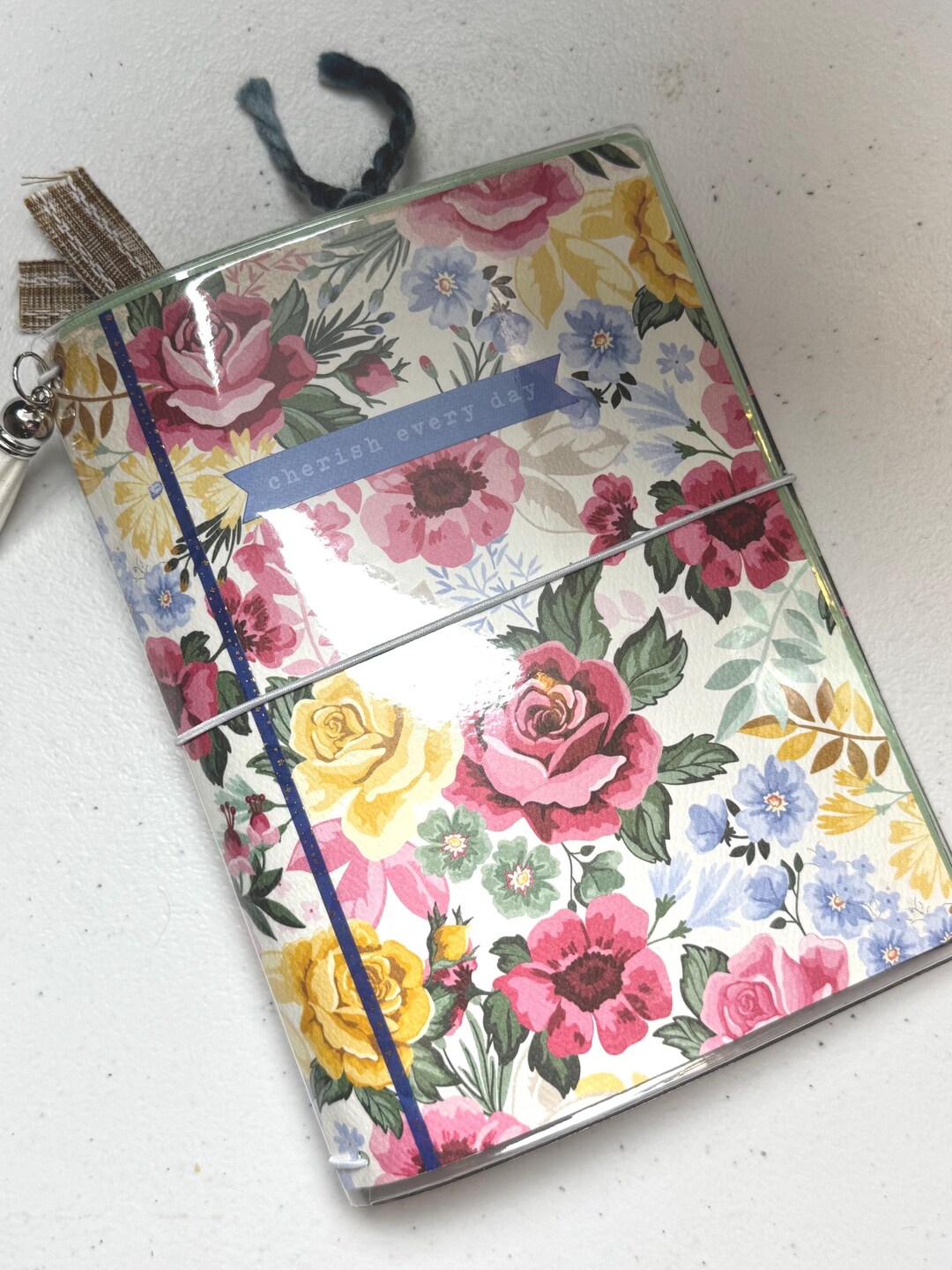 Vinyl Notebook Handmade Floral Vinyl Traveler's Notebook Journal: Refillable Planner ...