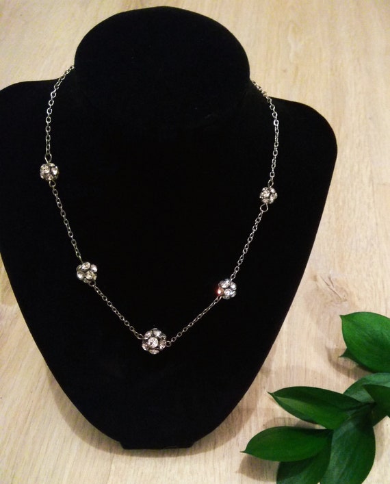AEO necklace women necklace with silvertone rhinestone beads american eagle outfitters vintage gift 90s style