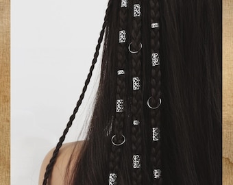 80pcs Silver Dreadlock Hair Rings Set, Adjustable Braiding Beads & Cuffs, Women and Girls Festival Braid Accessories, Gift for Her