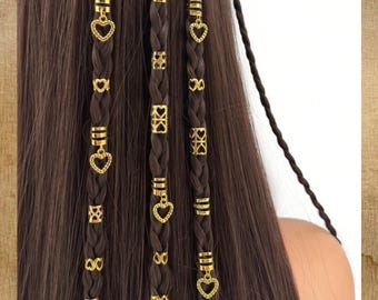 45pcs Heart Hair Rings, Adjustable Dreadlock Beads & Braid Charms For Women’s Hairstyles, Woman Hair Rings, Gift for Women, Gift for Her