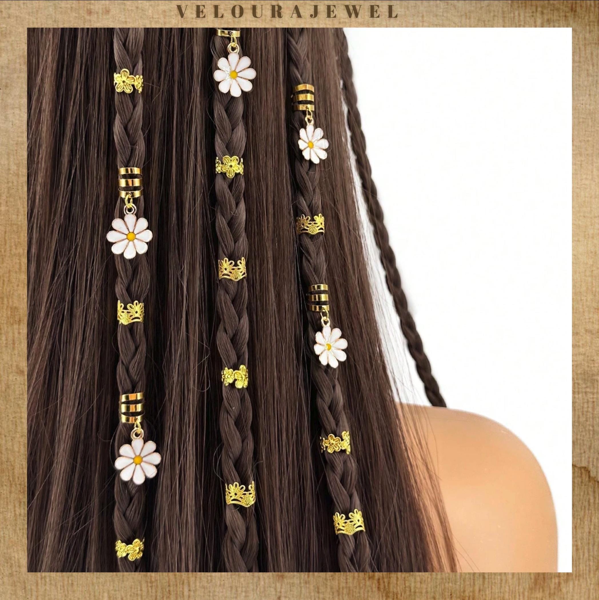 45pcs Daisy Hair Clips, Y2K Braid Rings & Floral Dreadlock Beads