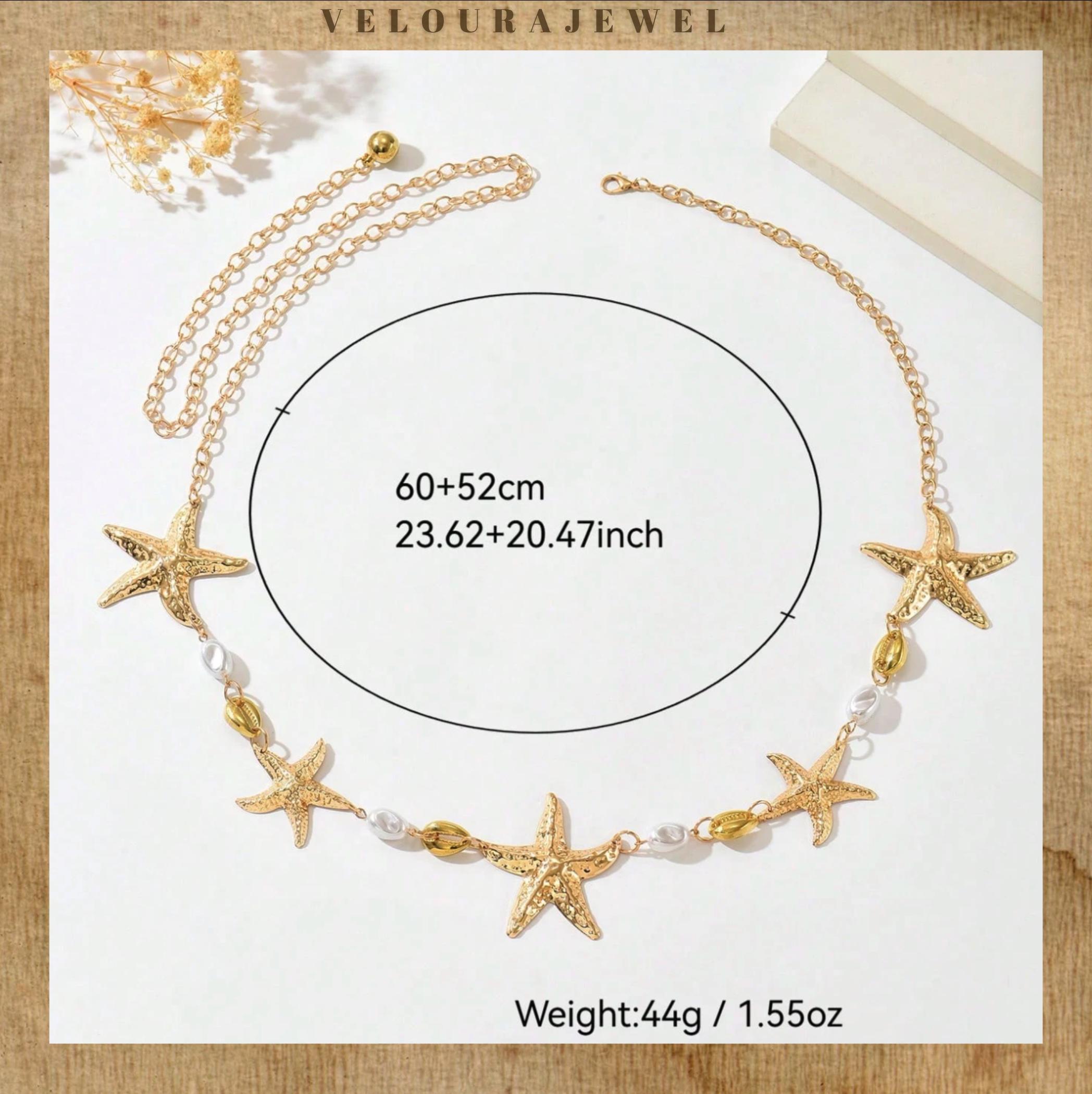Gold Starfish Waist Chain,shells and Faux Pearls Detail,beach Jewelry ...