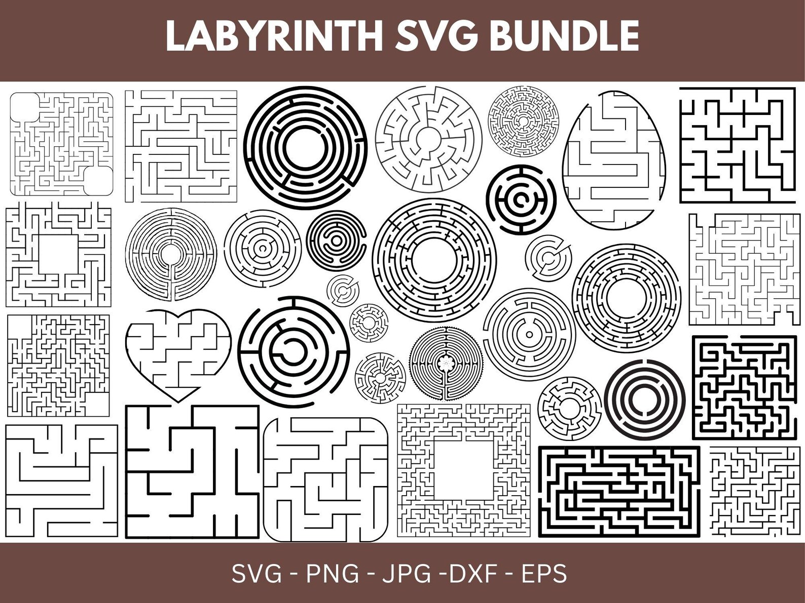 Labryinth Pattern Vector Graphics Labyrinth SVG Bundle: Maze Clipart, Vector Graphics (digital Download ...