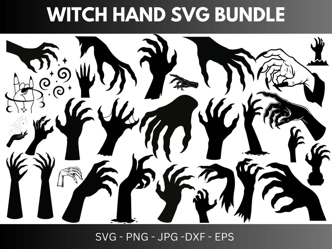 Wizard Hand Vector Witch Hand SVG Bundle: Witchcraft Clipart, Vector Graphics (digital ...