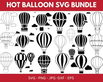 Hot Air Balloon SVG Bundle, Clipart Cut Files