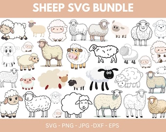 Sheep SVG Bundle, Farm Animal Vector Graphics (Digital Download)