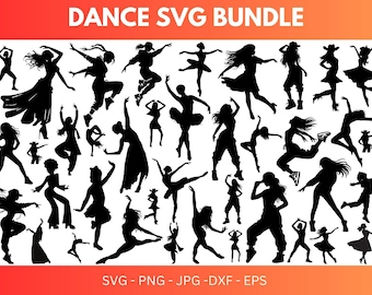 Dance Silhouette SVG Bundle, Dancer Clipart (Digital Files)