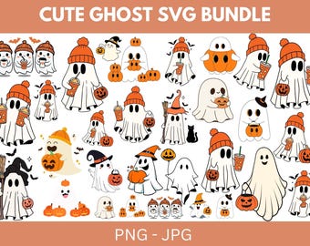 Pacote de Clipart de Fantasma de Halloween, Bruxa, Latte (Download Digital)