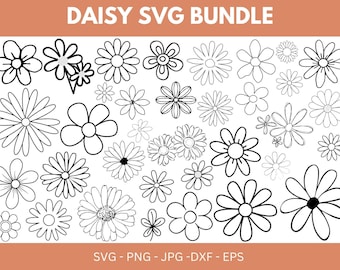 Pacote de arquivos SVG de margaridas: Arquivos de corte de flores para Cricut (Download digital)